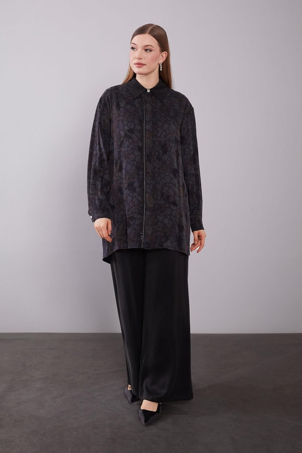 Kahve Kendinden Desenli Cupra İkili Takım