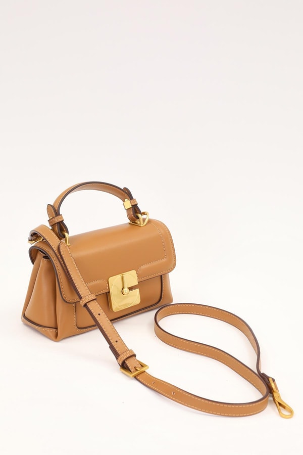 Kahve Kilit Çevirmeli Omuz Çantası