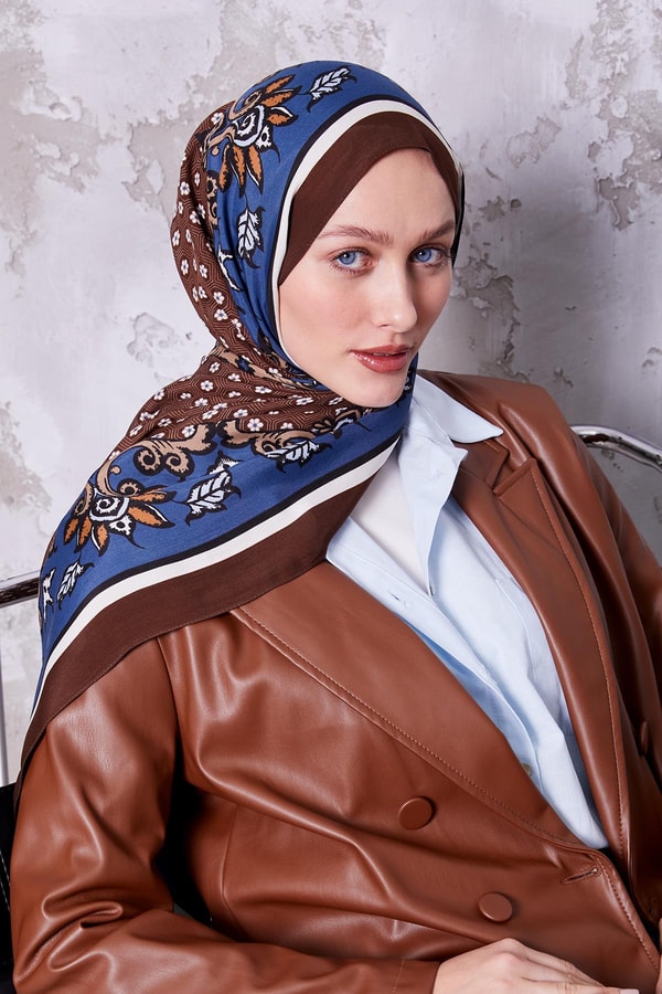 Kahve Papatya Desen Royal Şal