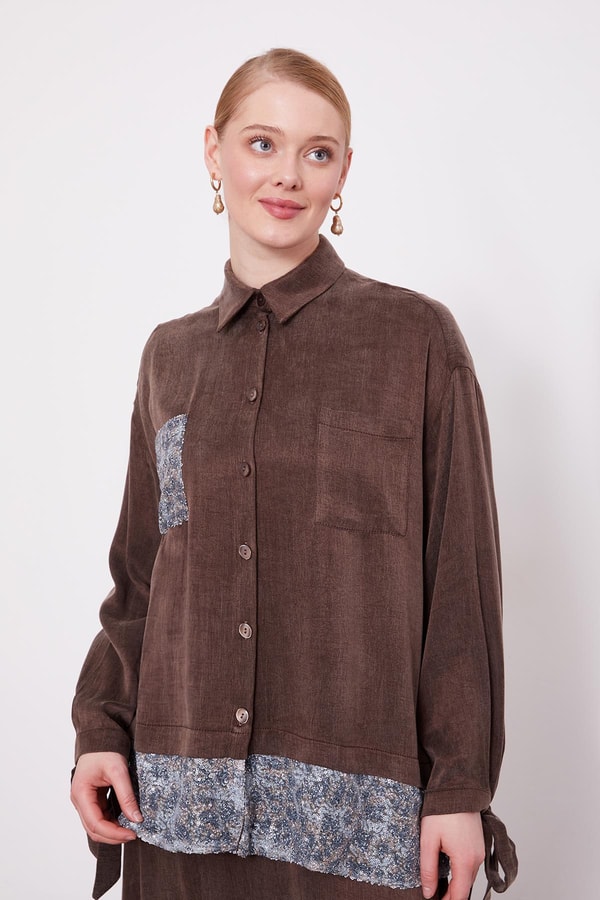 Kahve Pul Payet Detaylı Cupra İkili Takım