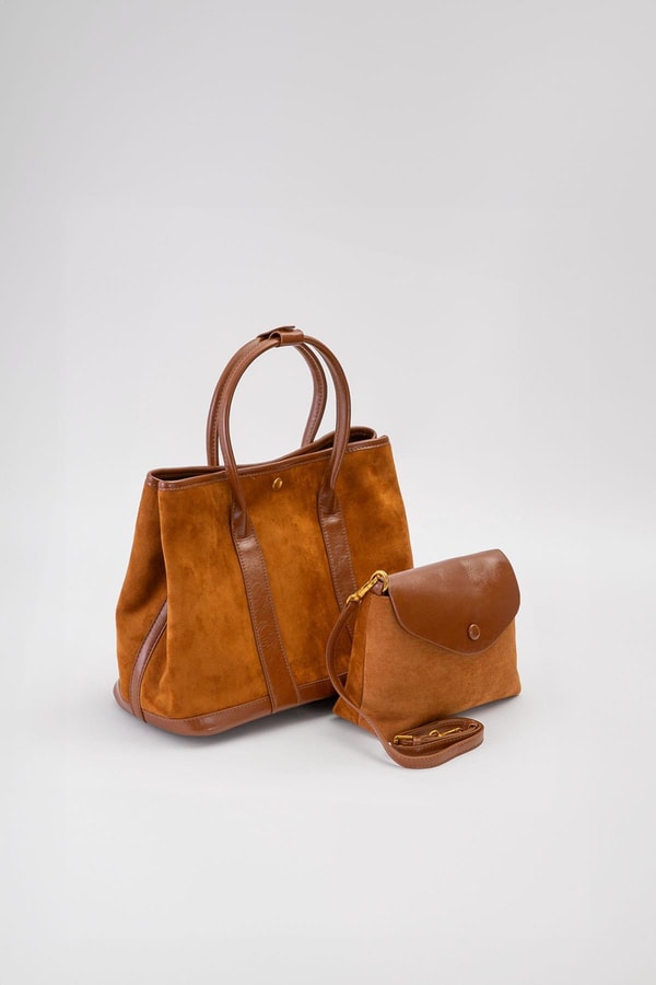 Kahve Şerit Askılı El Çantası