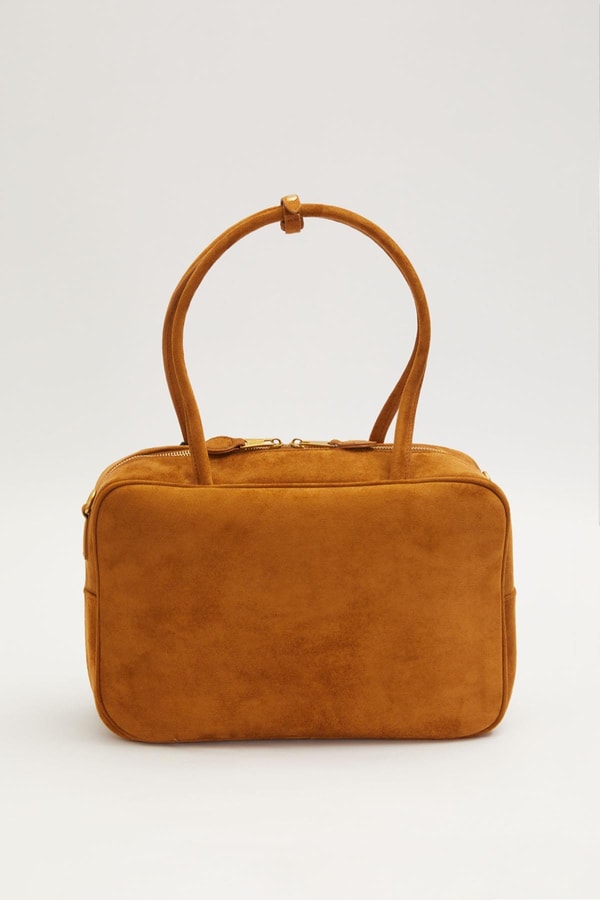 Kahve Süet Görünümlü Kilitli El Çantası