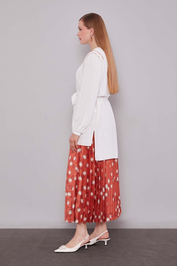 Kiremit Piliseli Desenli Etek Takım