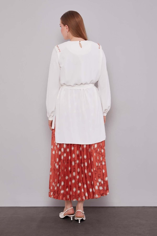 Kiremit Piliseli Desenli Etek Takım