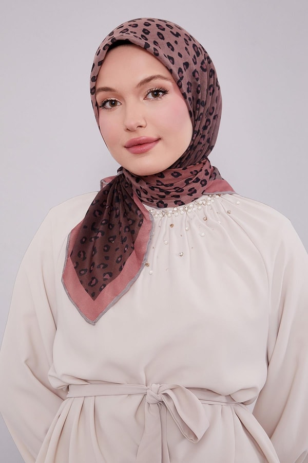 Kiremit Leopar Desen Soft Eşarp