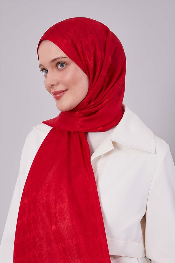 Kırmızı Desenli Janjan Şal