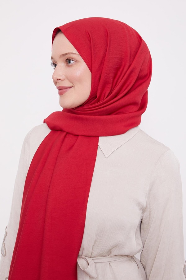 Kırmızı Leola Düz Şal