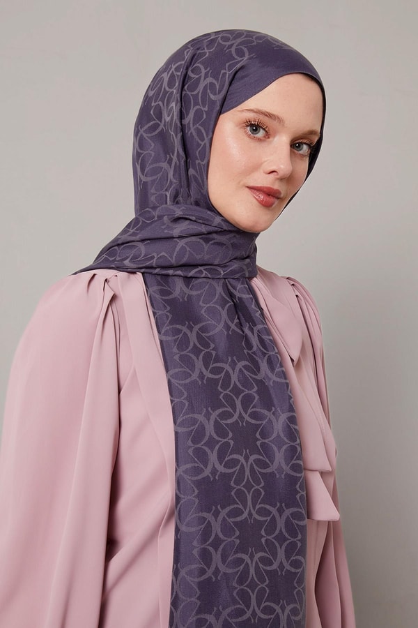 Kot Mavi Geometrik Desen Grazia Şal