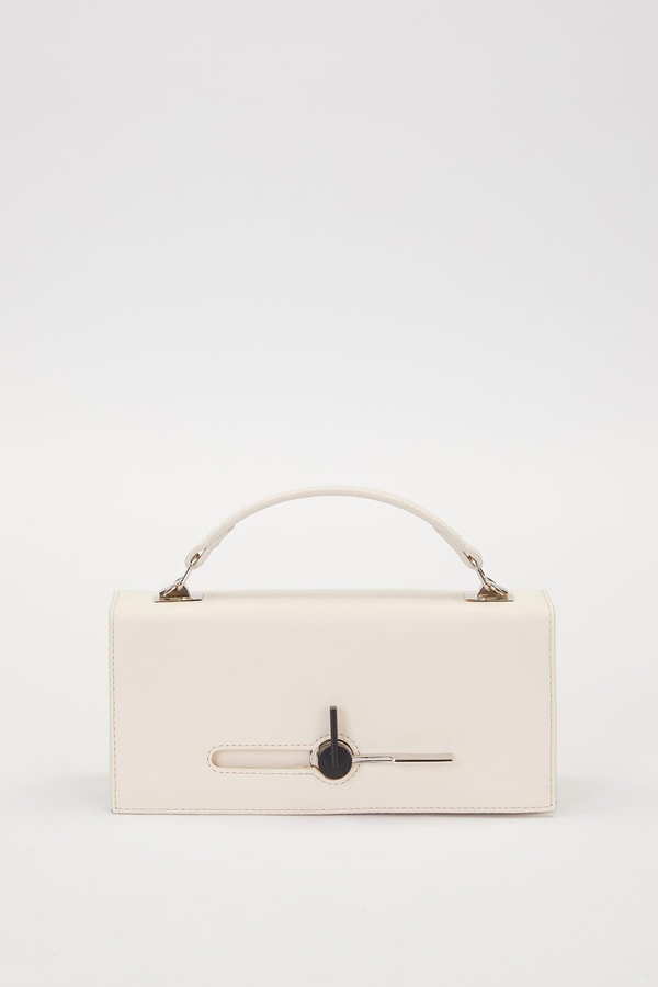 KREM Çevirmeli Kilitli Omuz Çantası