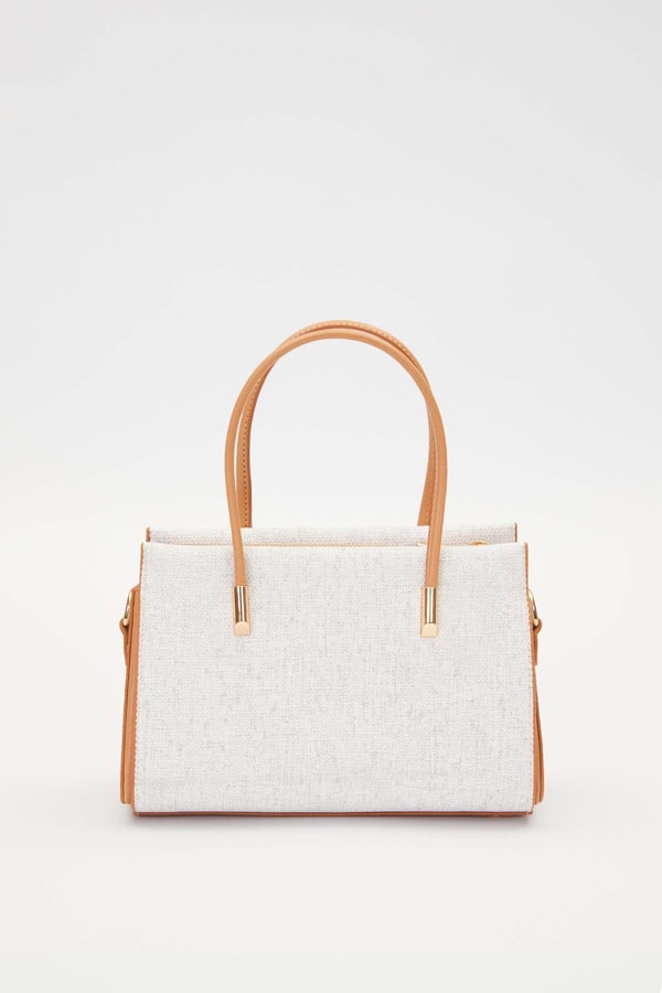 Krem Kumaş Görünümlü El Çantası