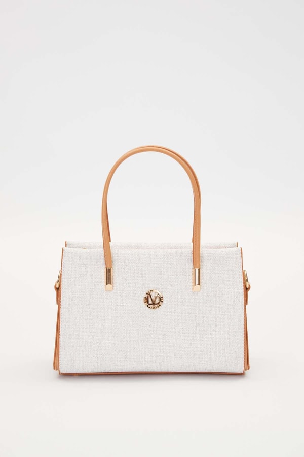 Krem Kumaş Görünümlü El Çantası