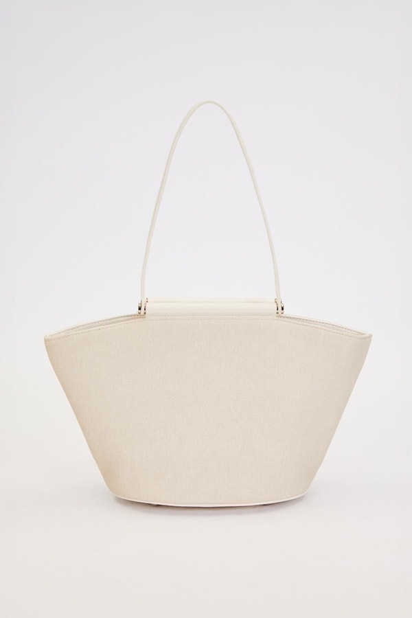 Krem Kumaş Görünümlü Omuz Çantası