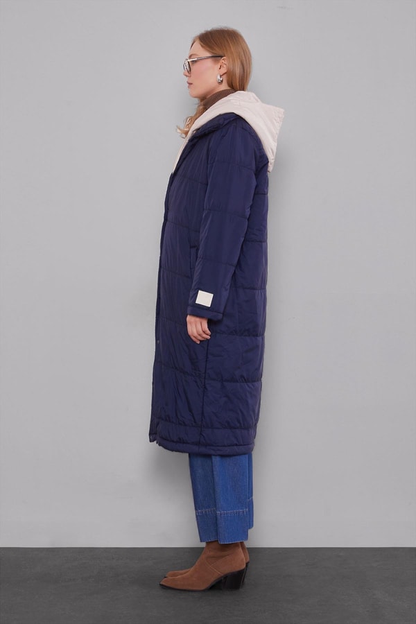 Laci-Bej Çift Renk Şişme Mont