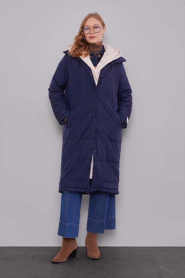 Laci-Bej Çift Renk Şişme Mont