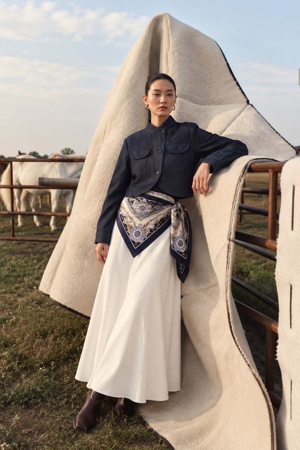 Hakim Yaka Asimetrik Denim Ceket Lacivert