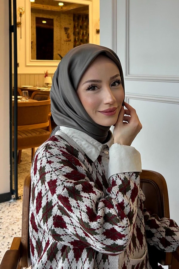 Lacivert - Vizon Çift Taraflı Twill İpek Eşarp