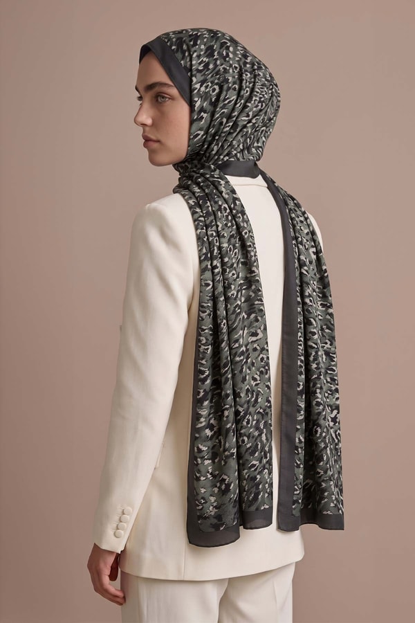 Leopar Dokulu Sport Şal Mint Yeşili