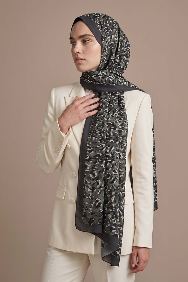 Leopar Dokulu Sport Şal Mint Yeşili