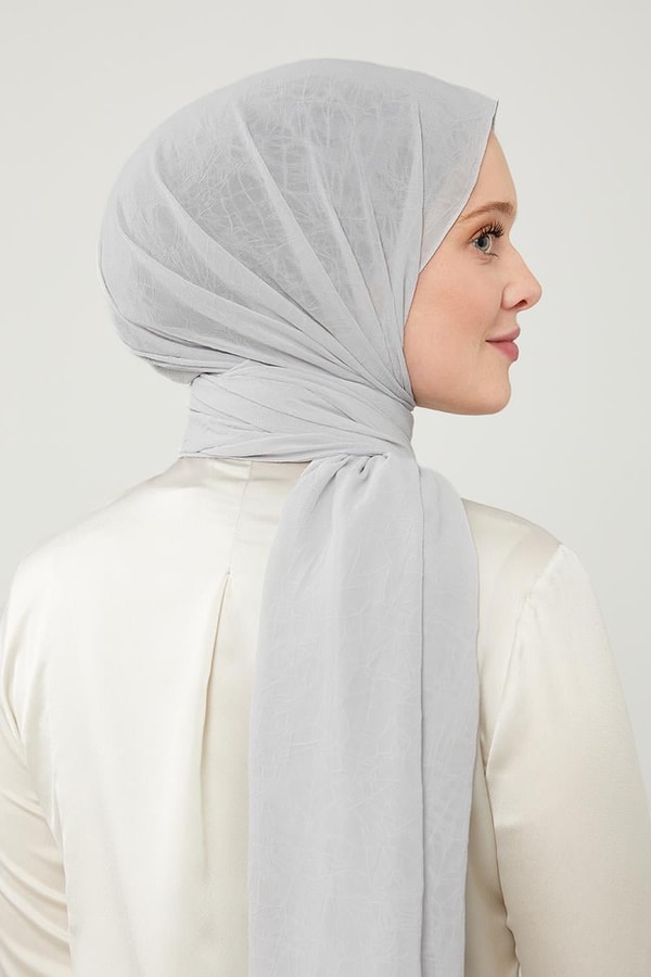Açık Gri Düz Renk Frozen Krep Şal