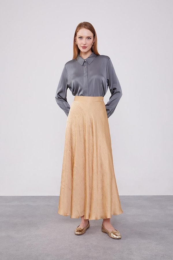 A.Bej Kraş Saten Etek