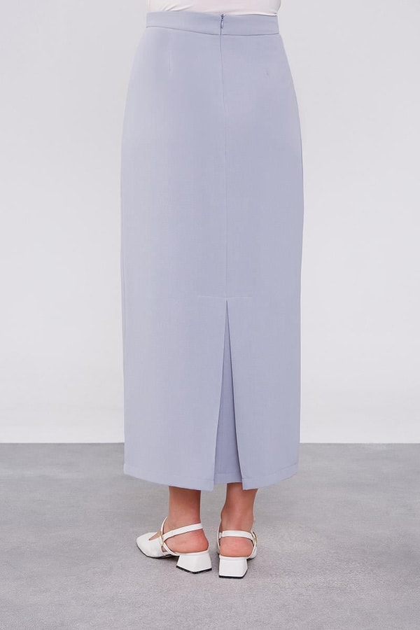 A.Gri Düğme Detaylı Etek