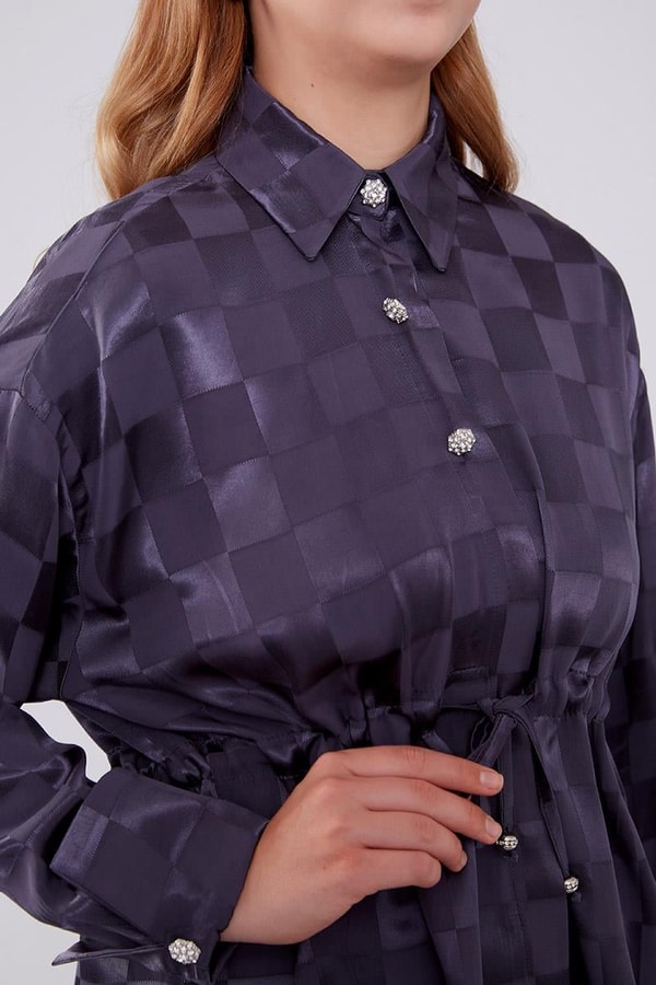 Antrasit Dama Desen Jakalı İkili Takım