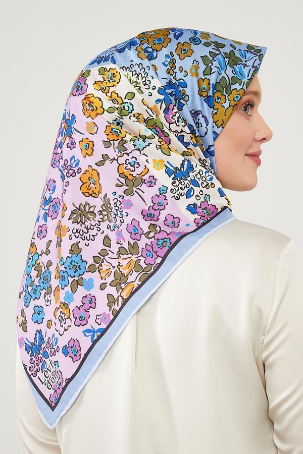 Bebe Mavisi Mine Çiçeği Trend Twill Eşarp