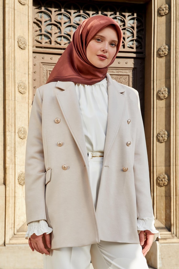 Spor Blazer Ceket Bej