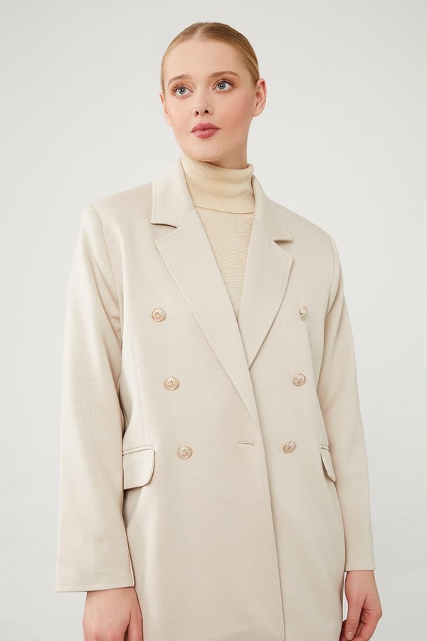 Spor Blazer Ceket Bej