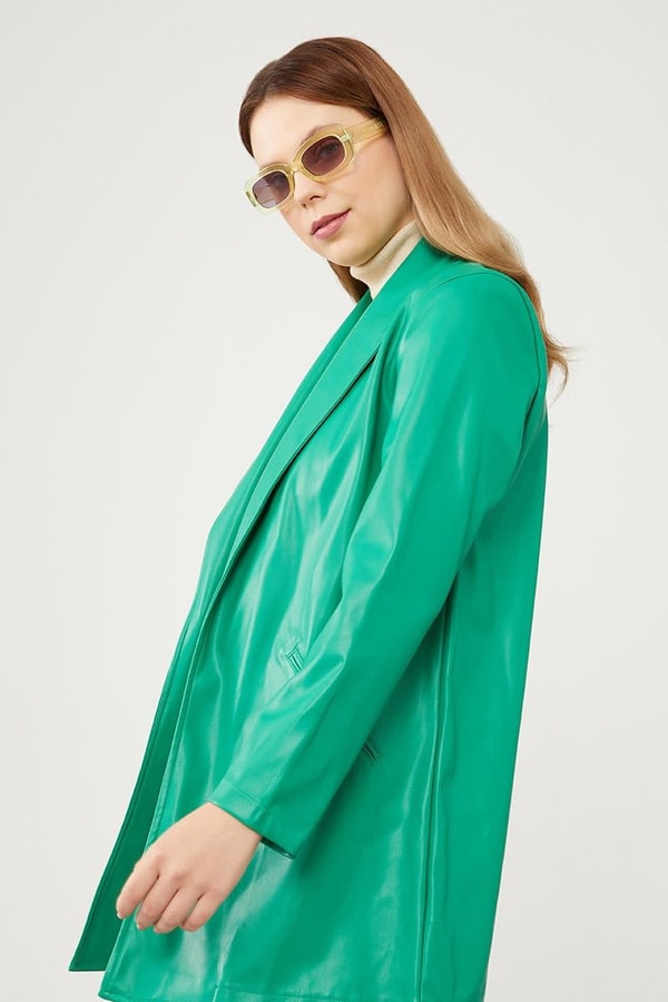 Benetton Blazer Astarsız Suni Deri Ceket