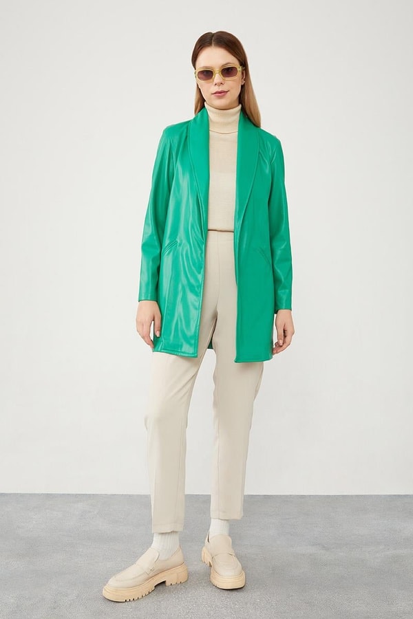 Benetton Blazer Astarsız Suni Deri Ceket