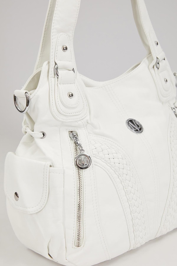 Beyaz Sırma Desen Omuz Çantası