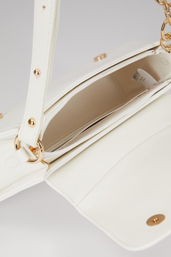 Beyaz Oval Sekilli Omuz Çantası