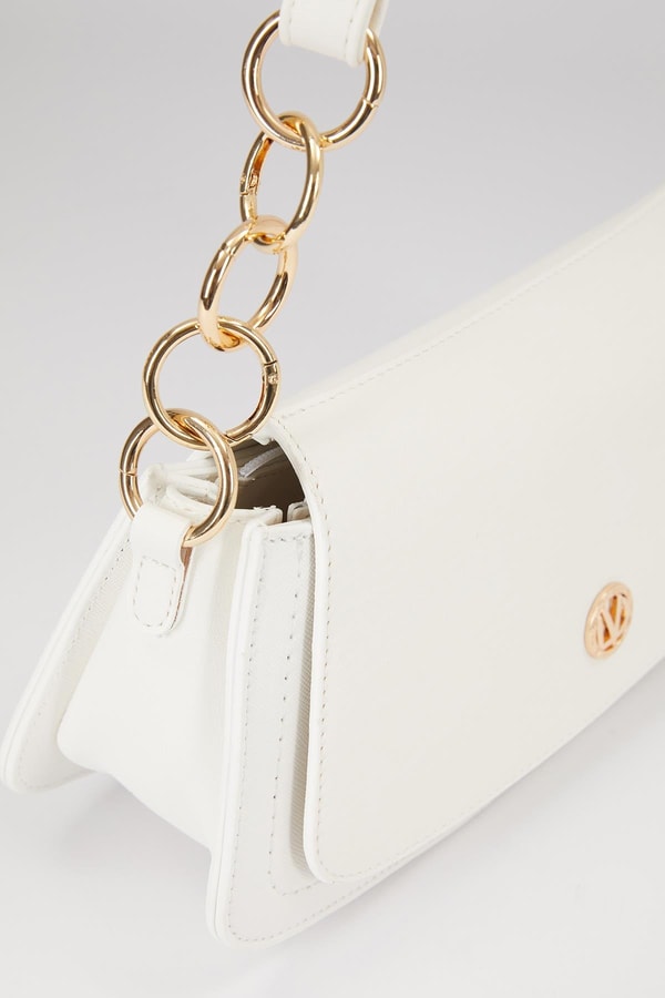 Beyaz Oval Sekilli Omuz Çantası