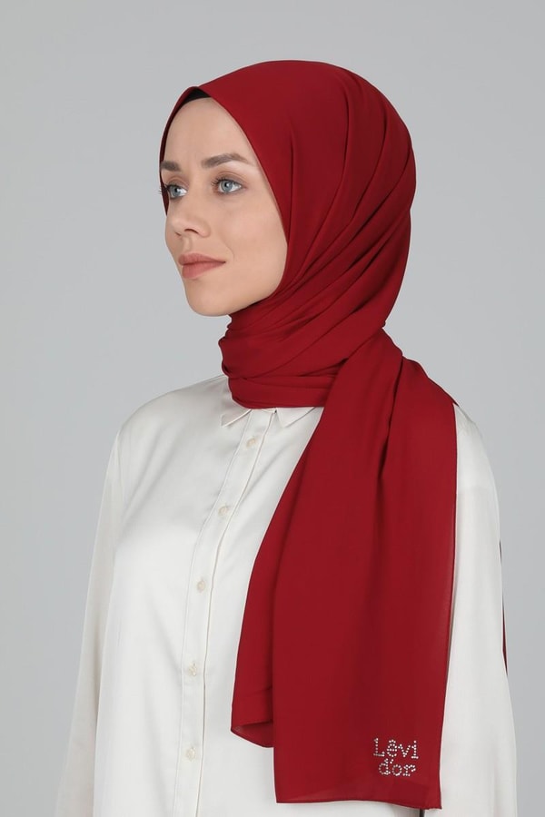 Bordo Lux Şifon Şal