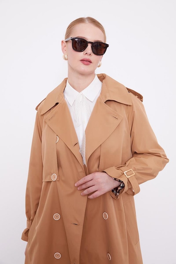 Camel Ekose Astarlı Trençkot