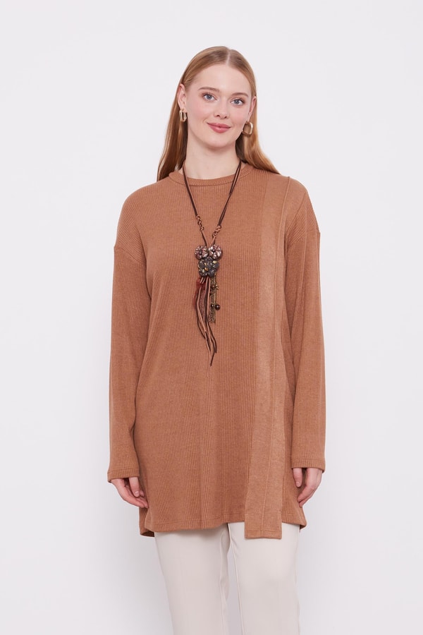 Camel Etnik Kolyeli Fitili Kaşmir Tunik