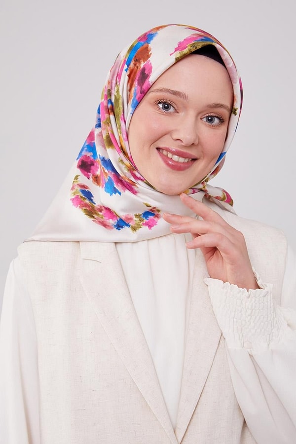 Ekru Batik Trend Twill Eşarp