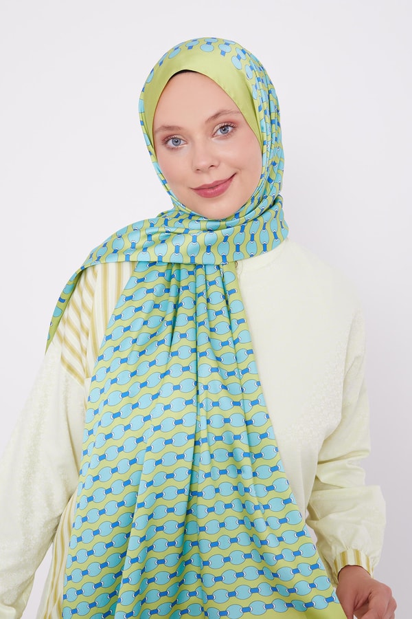 Fıstık Yeşili Elips Desen Angel Şal