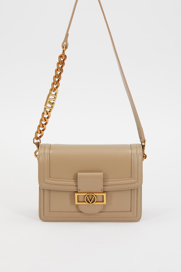 Gri Deri Zincir Askılı Omuz Çantası