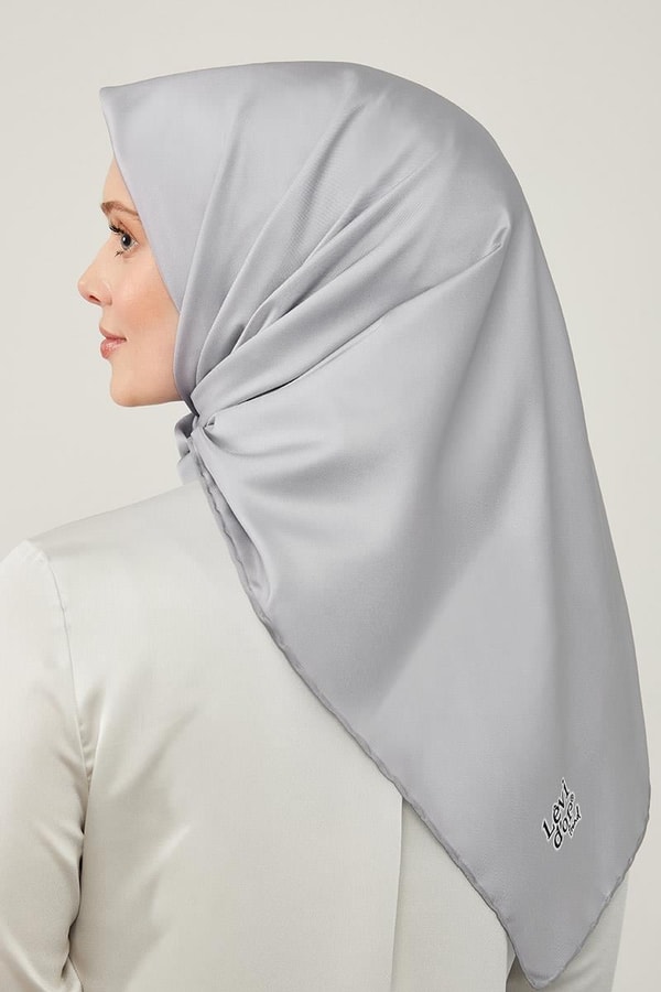 Gri Düz Twill Eşarp