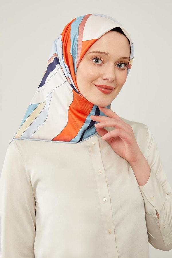 Gri Kalın Çizgili Eşarp