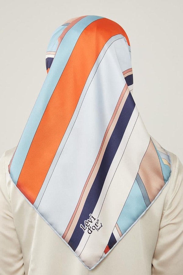 Gri Kalın Çizgili Eşarp