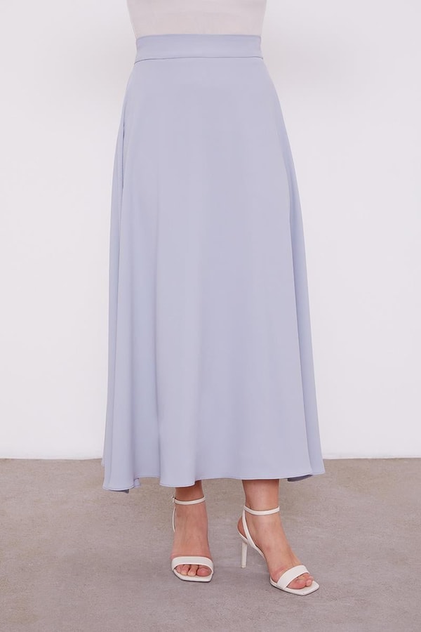 Gri Kısa Şifon Gömlekli Etek Takım