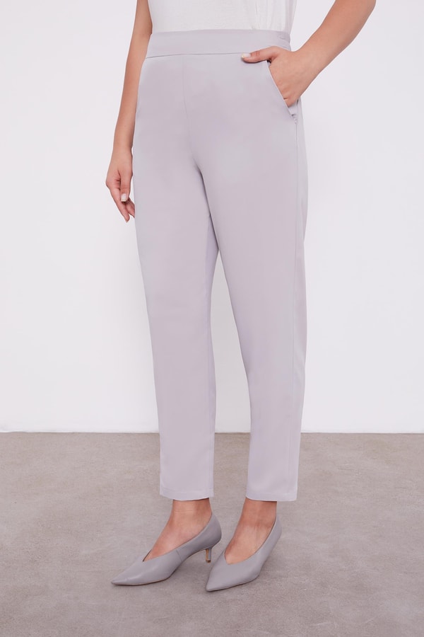 Gri Şifon Omuzları İşlemeli İkili Takım