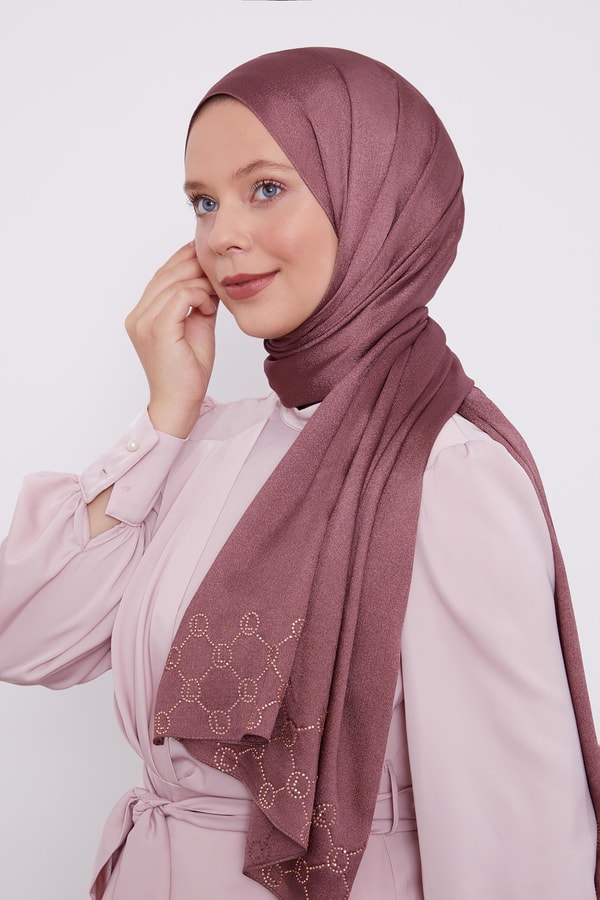 Gül Kurusu Altıgen Desen Diamond Şal