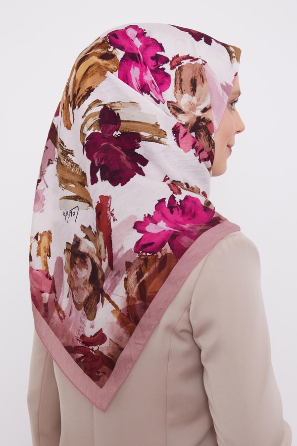 Gül Soyut Desen Modal İpek Eşarp