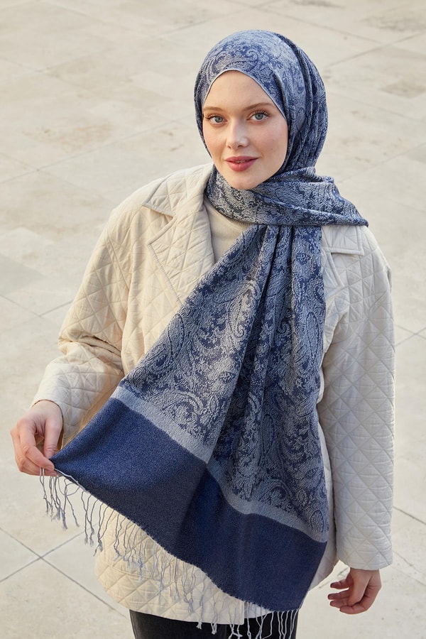 LevidorLevidor Gümüş Püskülü Etnik İpek Şal