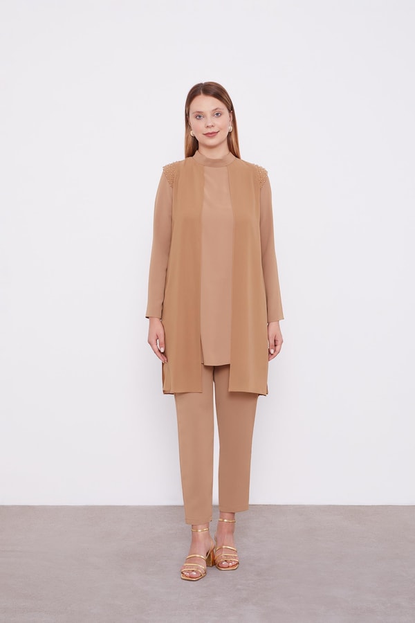 Hardal Şifon Omuzları İşlemeli İkili Takım