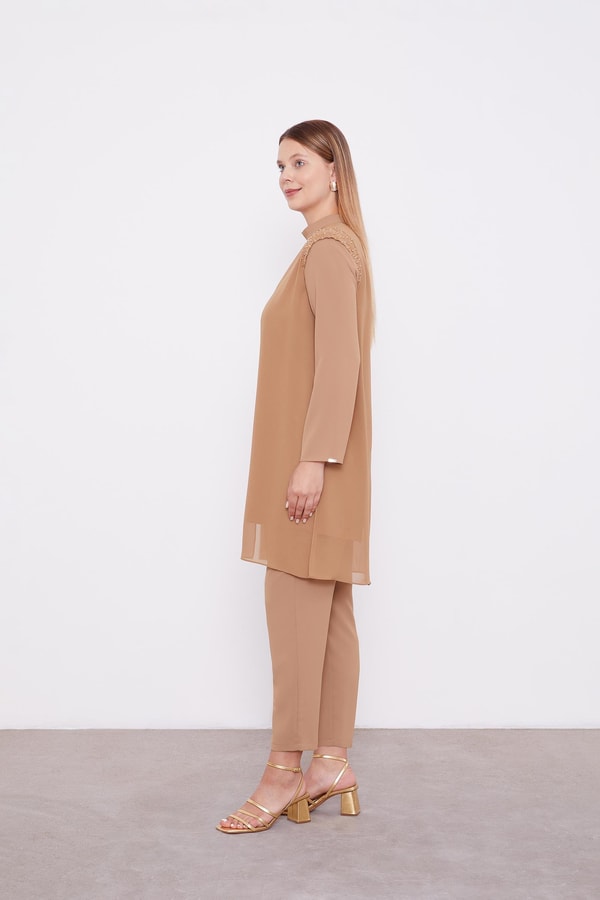 Hardal Şifon Omuzları İşlemeli İkili Takım